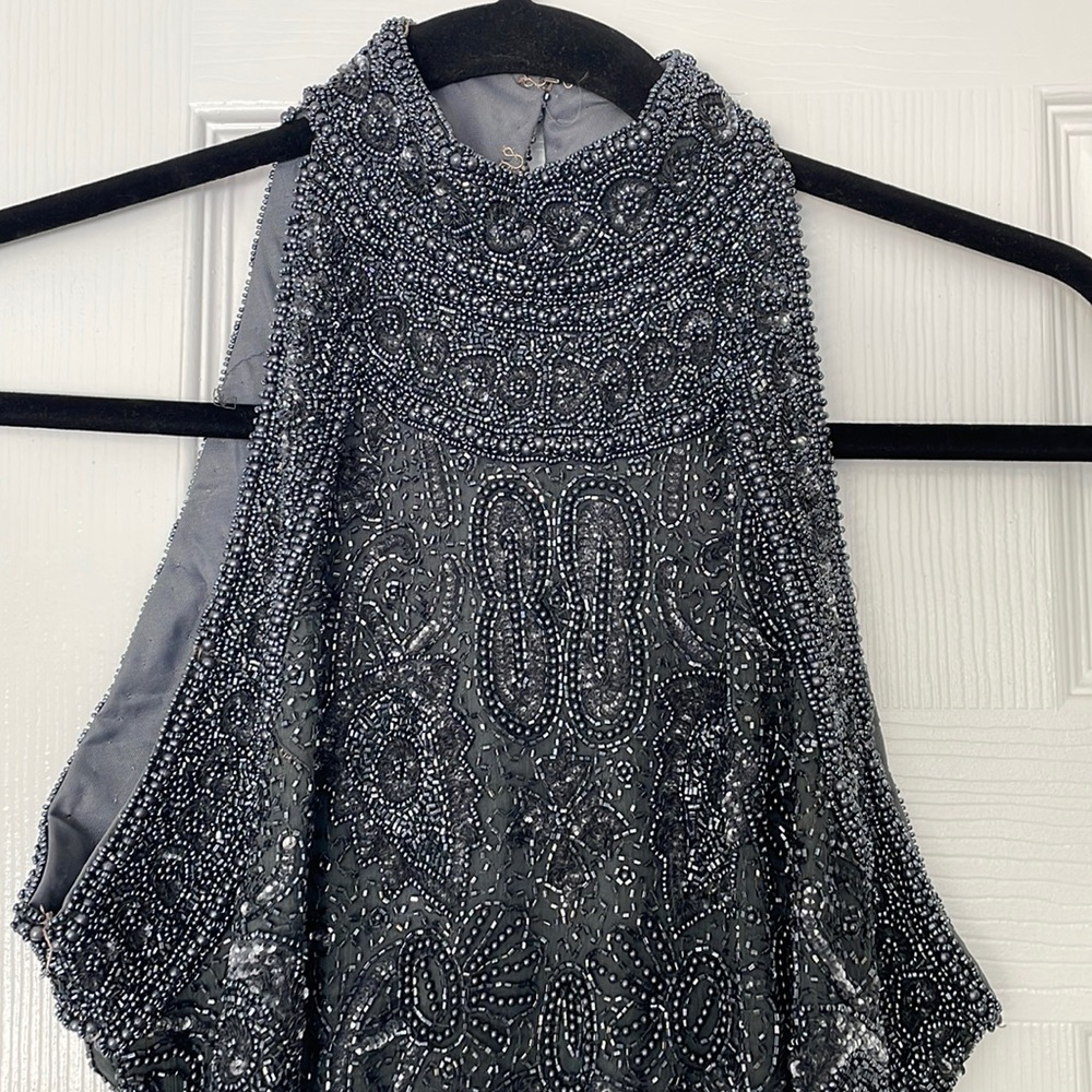 Slit cut dress with hand dreaded embroidery